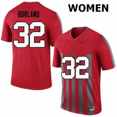 NCAA Ohio State Buckeyes Women's #32 Tuf Borland Throwback Nike Football College Jersey FON4345DY